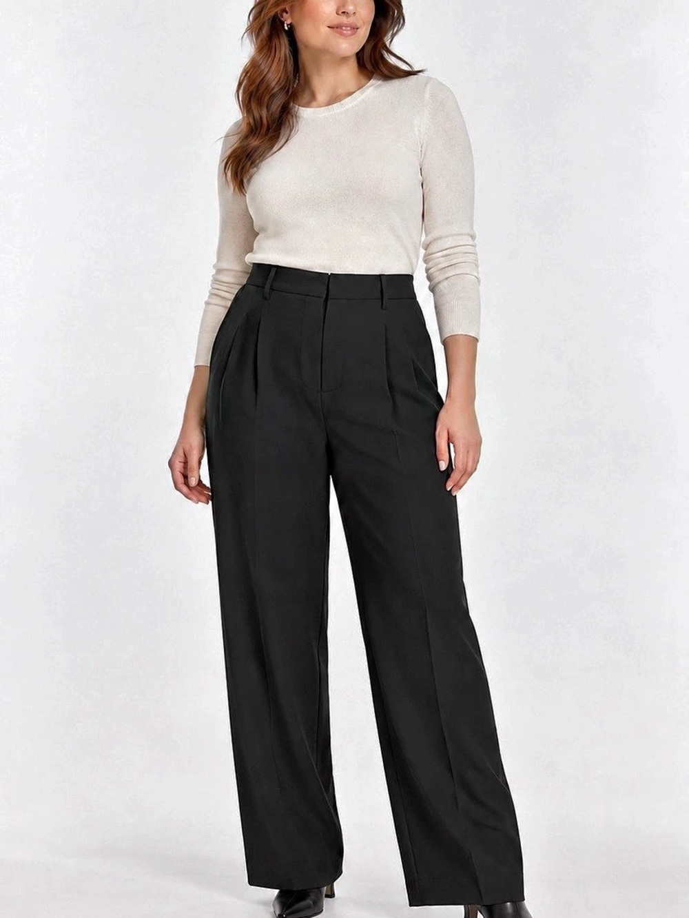 Aritzia Wilfred Effortless Black High-Rise Wide-Leg Pants Size 12 Like New